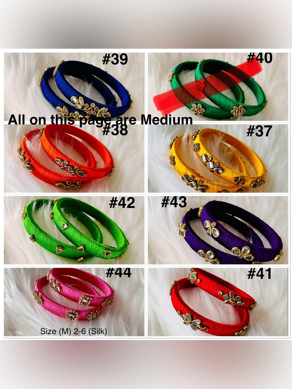 🎡🎡Handmade Silk or Cotton Wrapped Bangle Set of your choice in various sizes - Picture 2 of 16